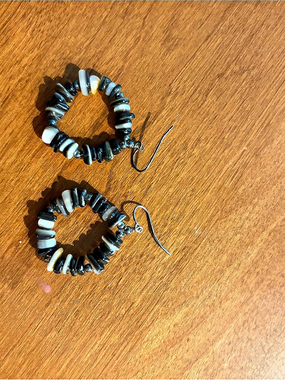 Beaded Dangle Earrings in Black & White